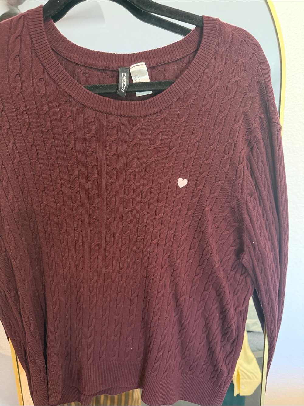 H&M Cable Knit Crewneck Sweater - Wine